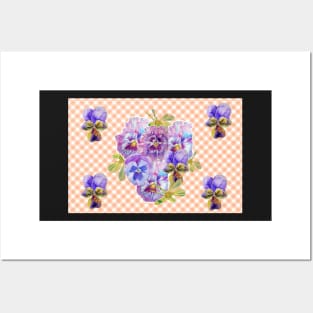 Shabby Chic Purple Pansy floral Pink Pattern Posters and Art